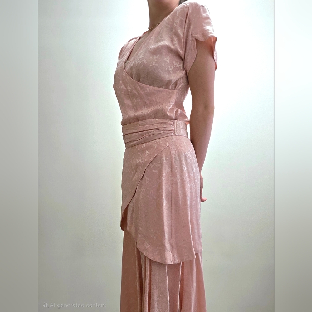 Vintage 1980s Joanie Char 100% Silk Pink Set